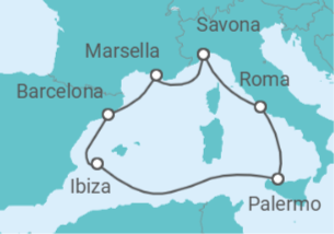 Itinerario del Crucero Francia, España, Italia TI - Costa Cruceros