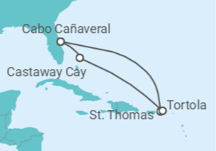 Itinerario del Crucero Islas Vírgenes - EEUU, Islas Vírgenes - Reino Unido - Disney Cruise Line