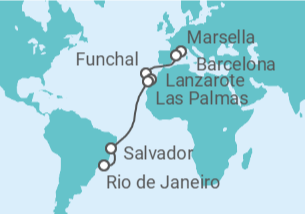 Itinerario del Crucero Desde Marsella a Río de Janeiro - MSC Cruceros