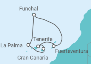 Itinerario del Crucero Oasis del Atlántico - Costa Cruceros