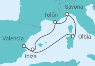 Itinerario del Crucero España, Francia, Italia - Costa Cruceros
