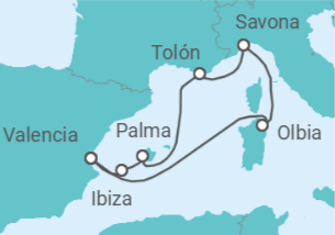 Itinerario del Crucero España, Francia, Italia TI - Costa Cruceros