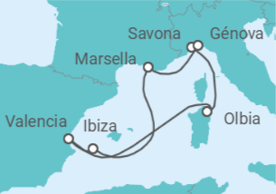Itinerario del Crucero Italia, España, Francia TI - Costa Cruceros