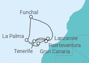 Itinerario del Crucero Oasis del Atlántico TI - Costa Cruceros