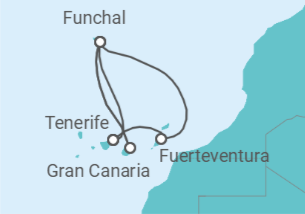 Itinerario del Crucero Oasis del Atlántico TI - Costa Cruceros