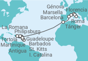 Itinerario del Crucero Desde Roma a La Romana - MSC Cruceros