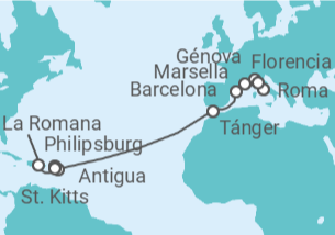 Itinerario del Crucero Desde Roma a La Romana - MSC Cruceros