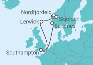 Itinerario del Crucero Reino Unido, Fiordos Noruegos - con vuelos - MSC Cruceros