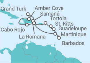 Itinerario del Crucero San Cristóbal Y Nieves, Islas Vírgenes - Reino Unido, República Dominicana, Bahamas, Martinica... TI - Costa Cruceros