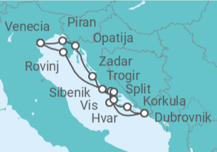Itinerario del Crucero Croacia, Italia - Emerald Cruises