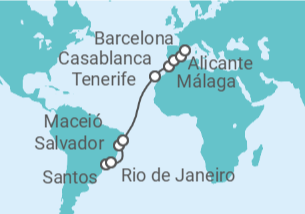 Itinerario del Crucero Desde Santos a Barcelona - MSC Cruceros