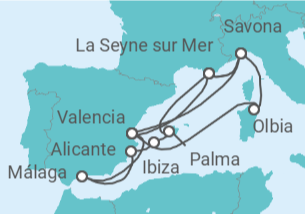 Itinerario del Crucero Francia, Italia, España TI - Costa Cruceros