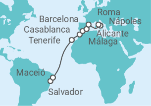Itinerario del Crucero Desde Salvador de Bahía a Roma - MSC Cruceros