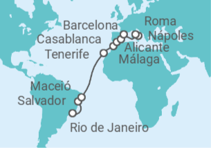 Itinerario del Crucero Desde Río de Janeiro a Roma - MSC Cruceros