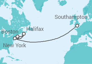 Itinerario del Crucero Estados Unidos (EE.UU.), Canadá - Cunard
