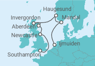 Itinerario del Crucero Majestuosidad de los Fiordos - Regent Seven Seas