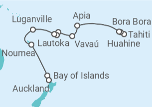 Itinerario del Crucero Islas del paraíso - Regent Seven Seas