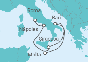 Itinerario del Crucero Un recorrido por las plazas del sur de Italia, Sicilia y las costas históricas de Malta - Explora Journeys