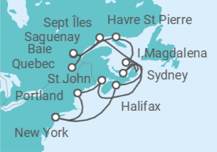 Itinerario del Crucero Un viaje desde Nueva York hasta las salvajes costas atlánticas de Canadá - Explora Journeys