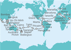 Itinerario del Crucero Vuelta al mundo 2028 - MSC Cruceros