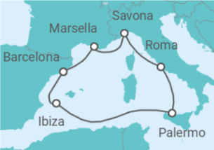 Itinerario del Crucero Un viaje hacia el color azul TI - Costa Cruceros