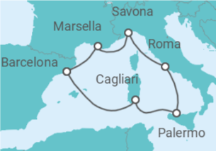 Itinerario del Crucero Un viaje hacia el color azul TI - Costa Cruceros