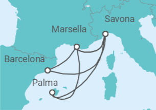 Itinerario del Crucero Francia, Italia, España - Costa Cruceros