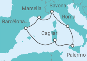 Itinerario del Crucero Italia, Francia, España - Costa Cruceros