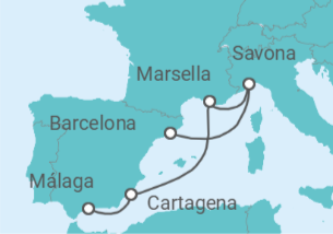 Itinerario del Crucero España, Francia, Italia TI - Costa Cruceros