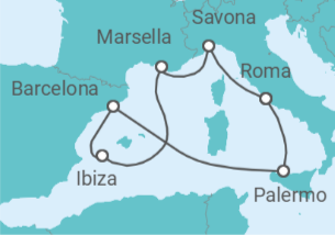 Itinerario del Crucero Francia, España, Italia TI - Costa Cruceros