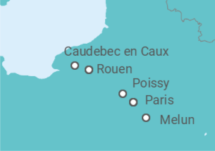 Itinerario del Crucero La historia de Francia desde París hasta Normandía, y el excepcional encuentro de grandes veleros - CroisiEurope