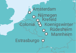 Itinerario del Crucero La gran fiesta del Rin, de Holanda al valle del Rin romántico - Crucero cultural, gastronómico... - CroisiEurope