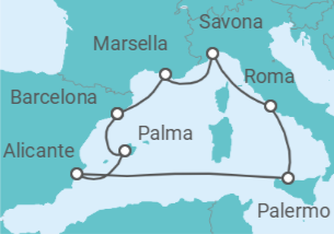 Itinerario del Crucero España, Italia, Francia TI - Costa Cruceros