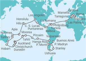 Itinerario del Crucero Vuelta al mundo 2027 - MSC Cruceros