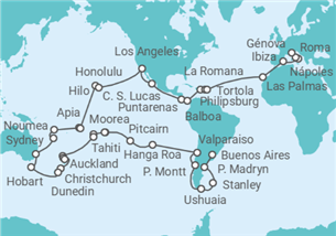 Itinerario del Crucero Vuelta al mundo 2027 - MSC Cruceros
