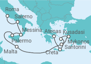 Itinerario del Crucero Mediterráneo con Islas Griegas - Princess Cruises