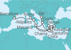 Itinerario del Crucero Lo Mejor del Mediterráneo - Princess Cruises
