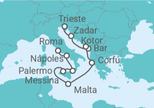 Itinerario del Crucero Mediterráneo con las Islas Griegas e Italia - Princess Cruises