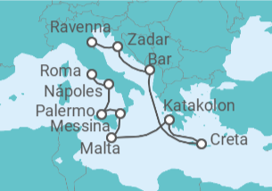 Itinerario del Crucero Mediterráneo con las Islas Griegas e Italia - Princess Cruises