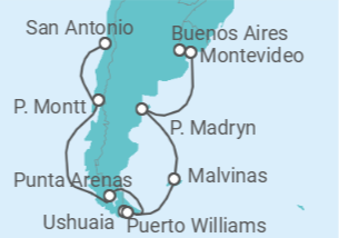 Itinerario del Crucero Viaje Completo por Sudámerica desde Madrid - Princess Cruises