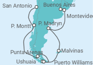 Itinerario del Crucero Viaje Completo por Sudámerica desde Barcelona - Princess Cruises