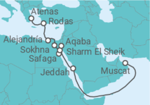 Itinerario del Crucero Desde Pireo (Atenas) a Muscat (Omán) - NCL Norwegian Cruise Line