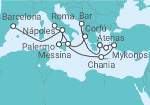 Itinerario del Crucero Mediterráneo con Grecia, Turquía y Adriático - Princess Cruises