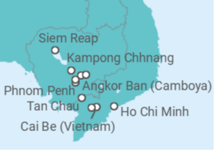 Itinerario del Crucero Desde Ho Chi Minh (Vietnam) a Siem Reap (Camboya) - Scenic cruises