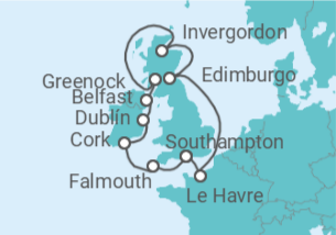 Itinerario del Crucero Reino Unido, Irlanda, Francia - Princess Cruises