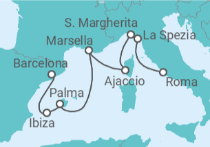 Itinerario del Crucero Mediterráneo Occidental con Italia - Princess Cruises