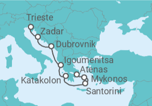 Itinerario del Crucero Islas griegas y Croacia - Oceania Cruises