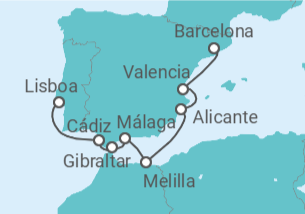 Itinerario del Crucero Costas españolas - Oceania Cruises