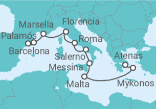 Itinerario del Crucero De Cataluña a las islas griegas - Oceania Cruises