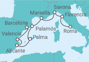 Itinerario del Crucero Búsqueda en el Mediterráneo Occidental - Oceania Cruises